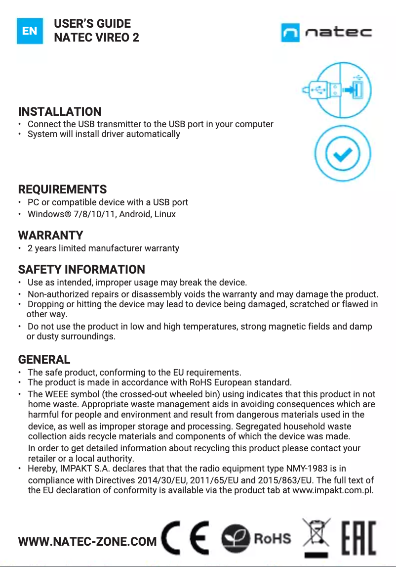 Image de la première page du manuel de l'appareil Vireo 2