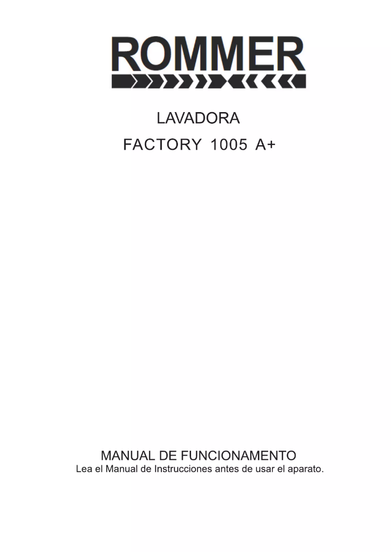 Page n°1 - Manuel utilisateur Rommer Factory 1005