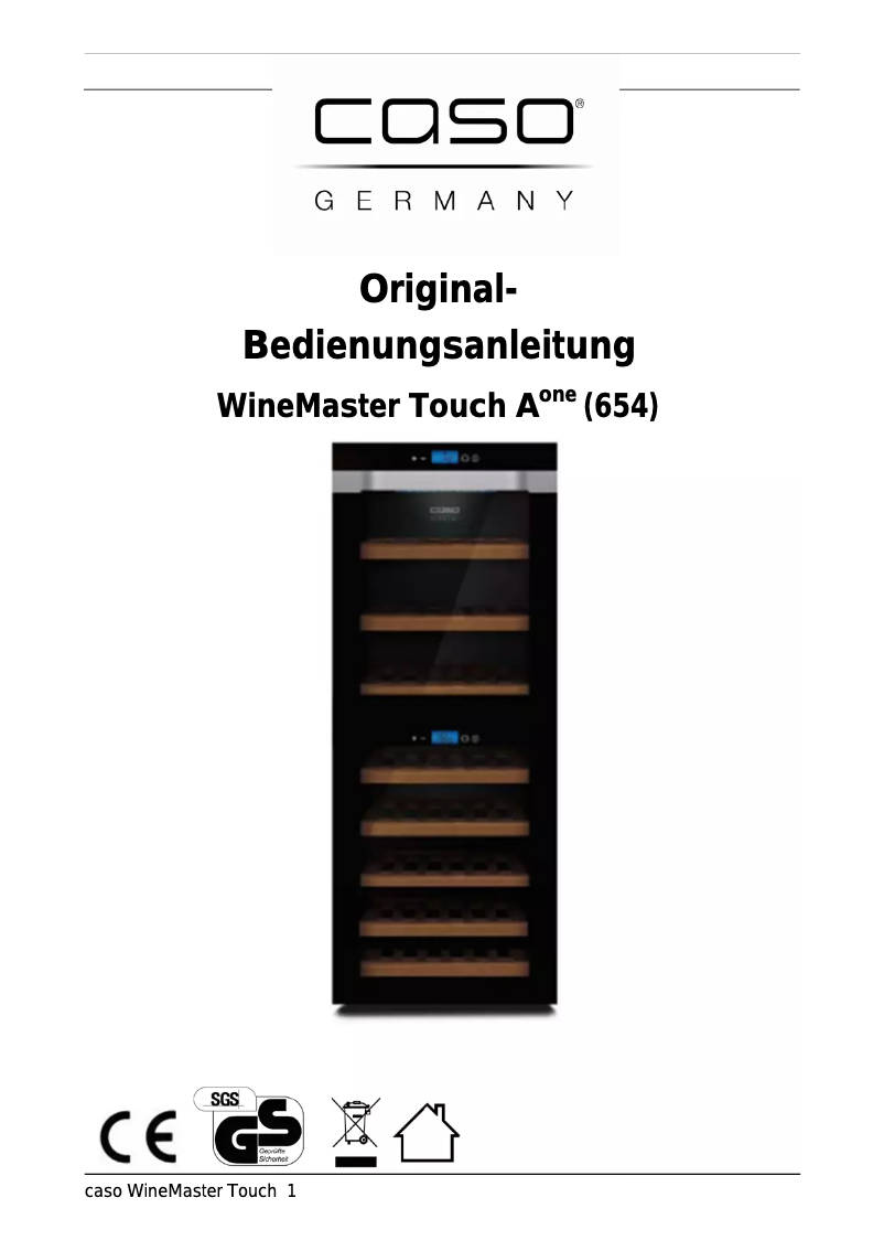 Page 1 de la notice Manuel utilisateur Caso WineMaster Touch A one