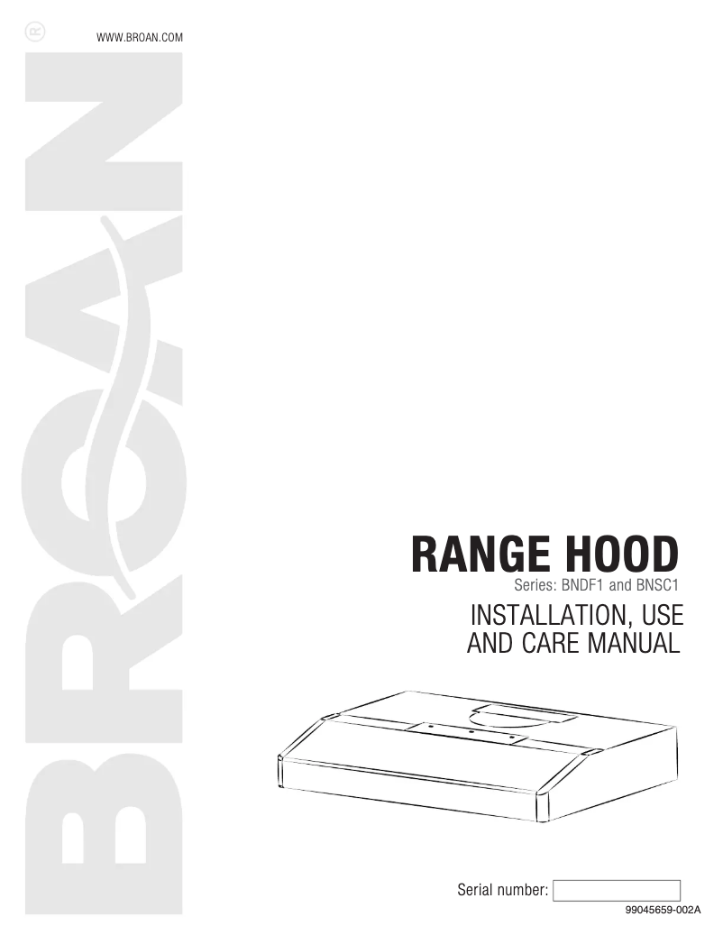 Page 1 de la notice Manuel utilisateur Broan BNSC130WW