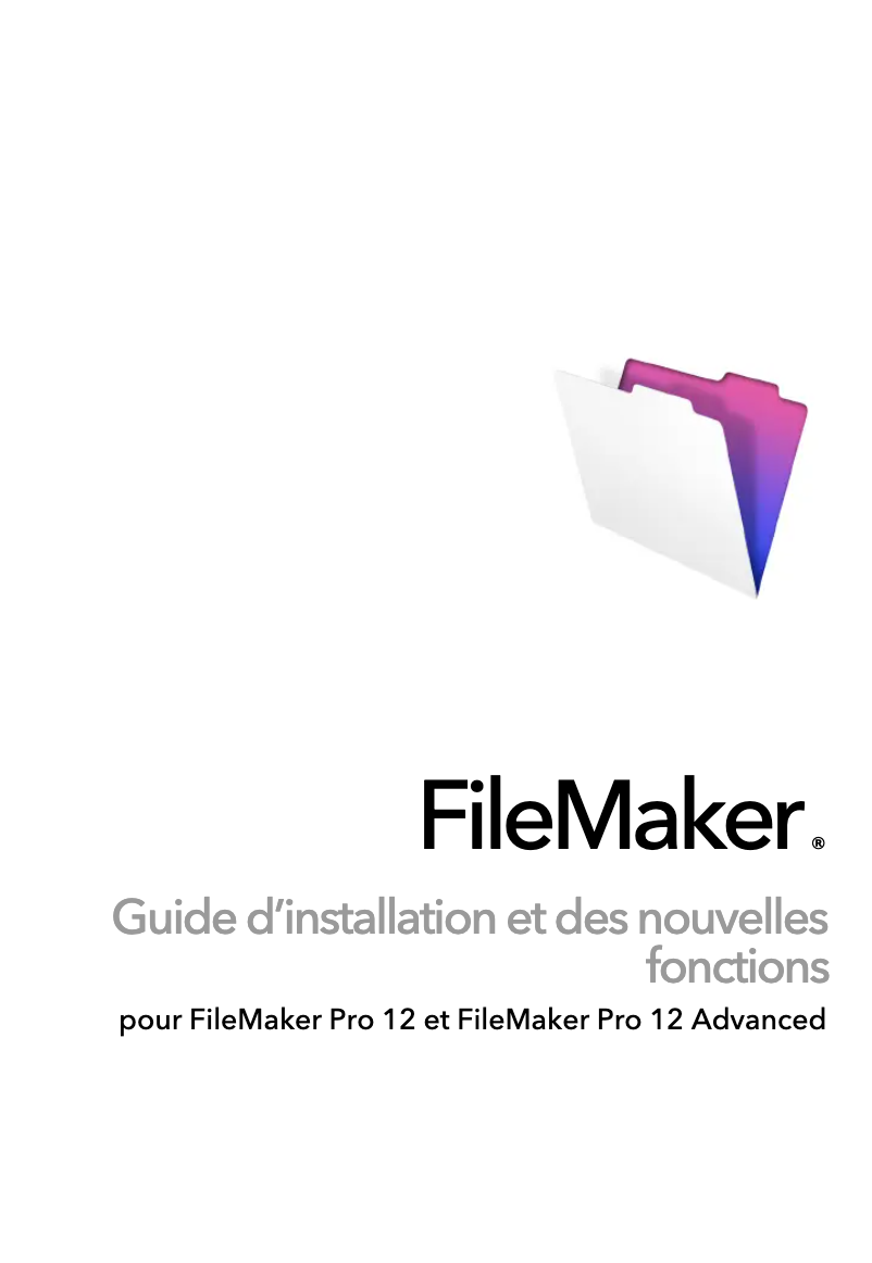 Page n°1 - Guide d'installation FileMaker Pro 12