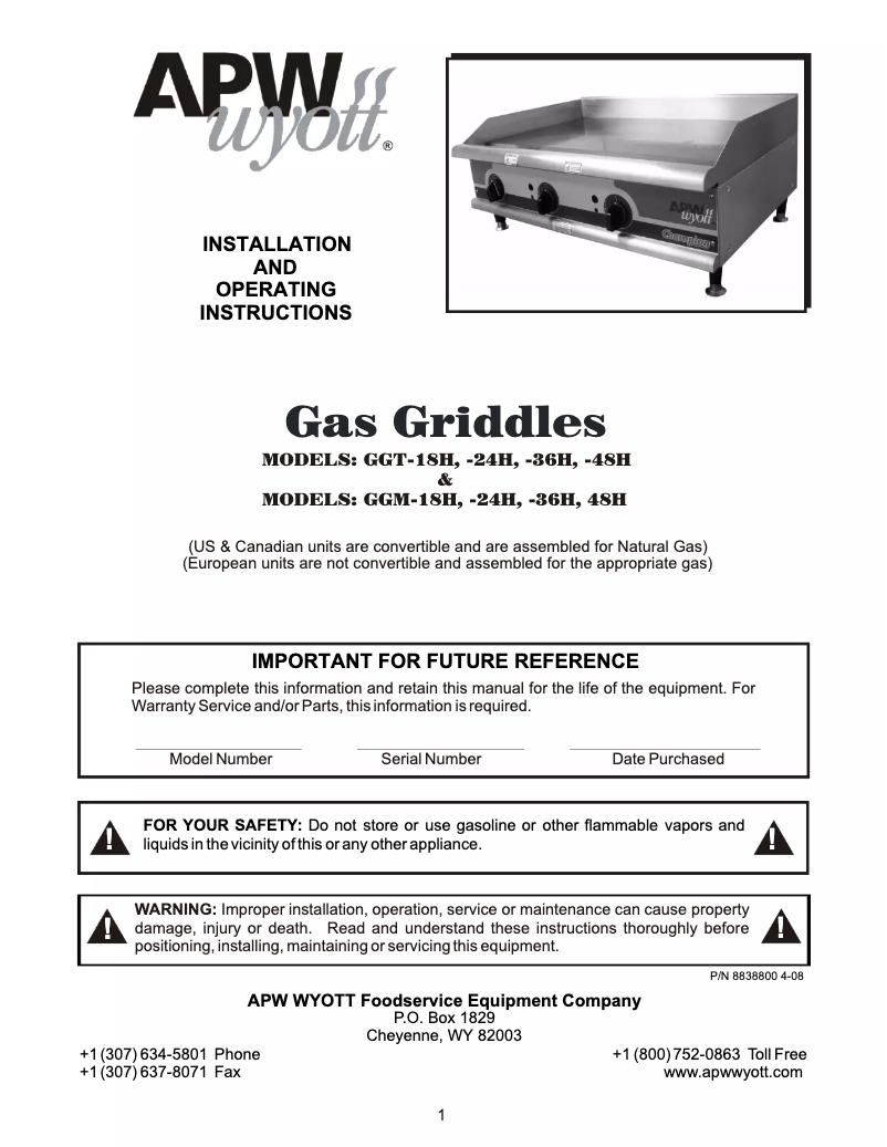 Image de la première page du manuel de l'appareil GGT-36H