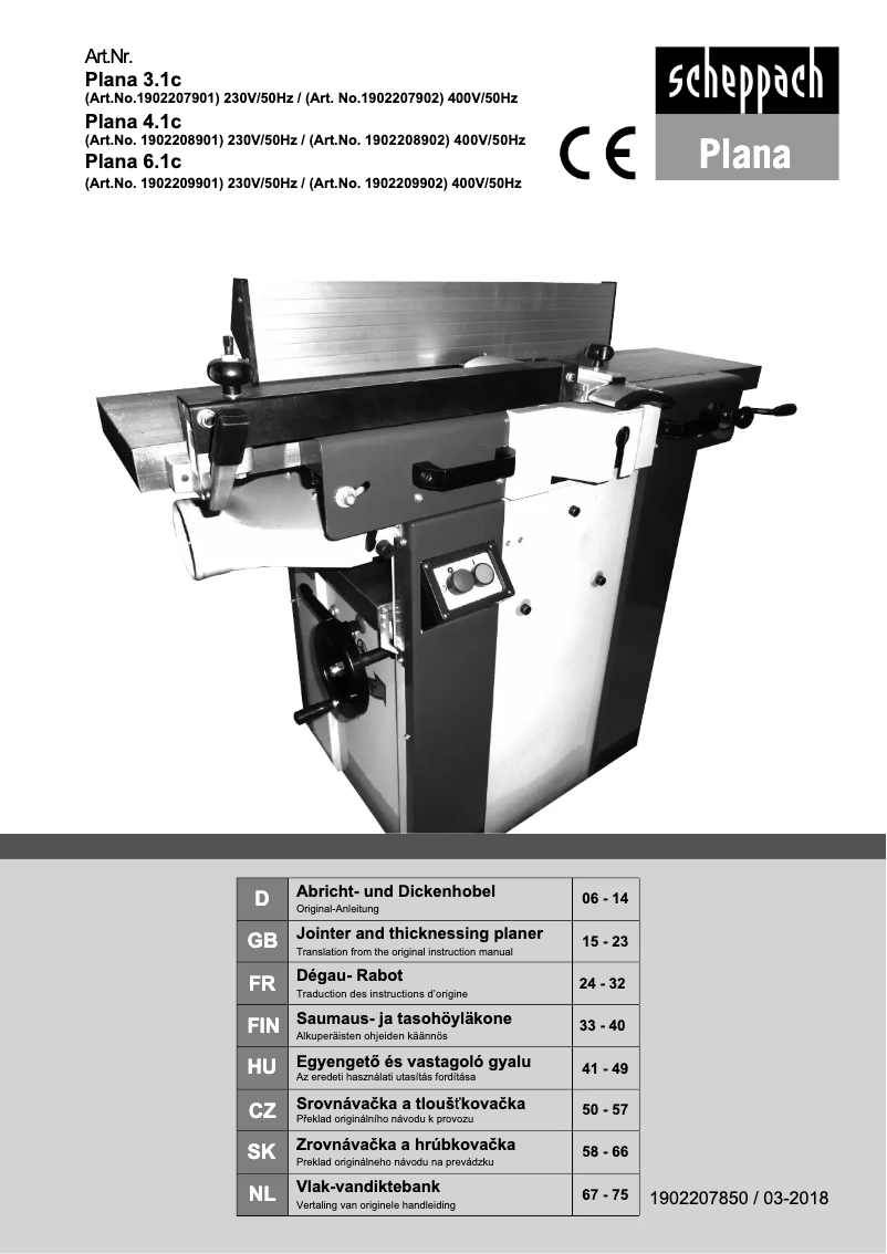 Image de la première page du manuel de l'appareil Plana 4.1c