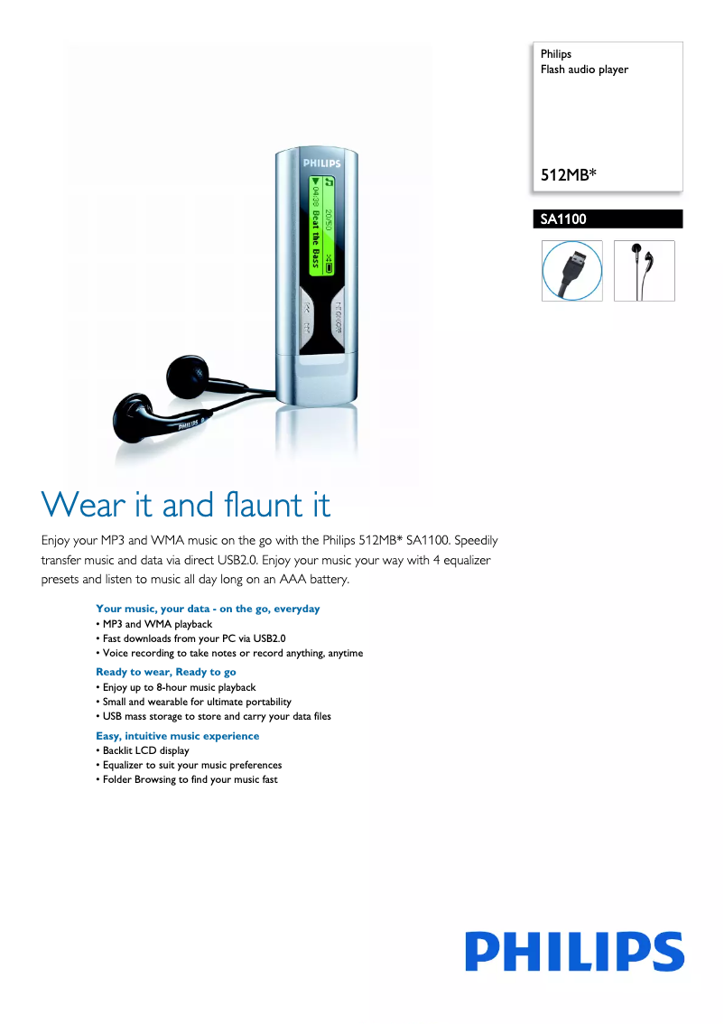 Page n°1 - Brochure Philips SA1100