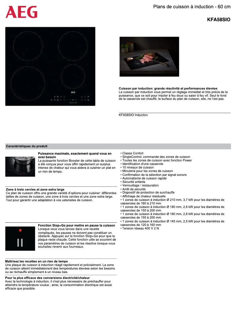 Page n°1 - Fiche technique AEG KFA58SIO