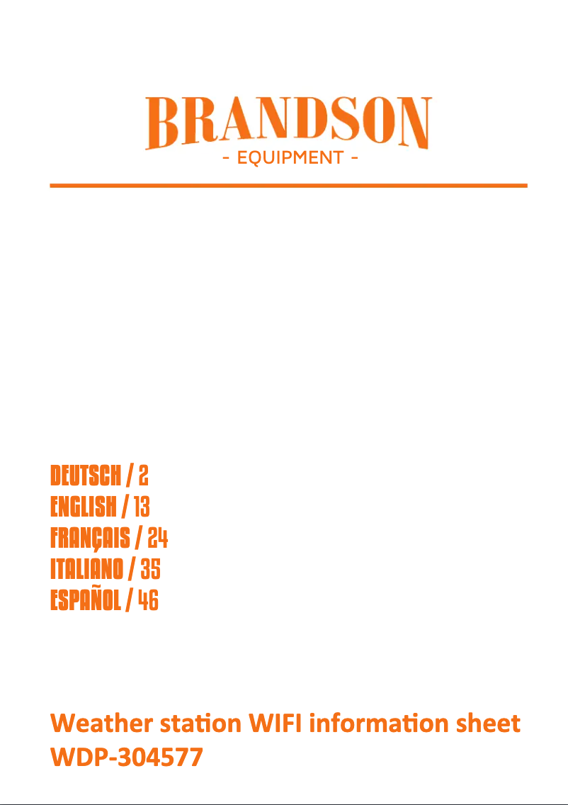 Page 1 de la notice Manuel utilisateur Brandson 304577