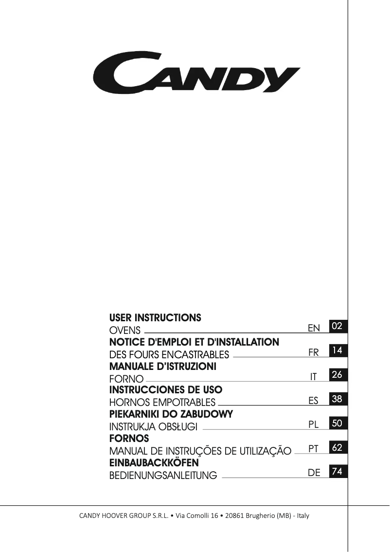 Page 1 de la notice Manuel utilisateur Candy CFSX516/4U