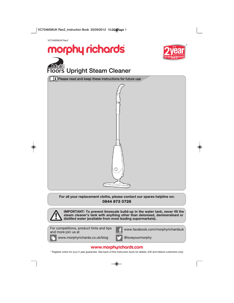 Page 1 de la notice Manuel utilisateur Morphy Richards 720515