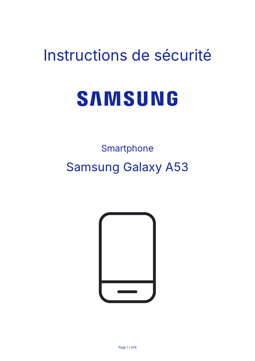 Image de la première page du manuel de l'appareil Galaxy A53
