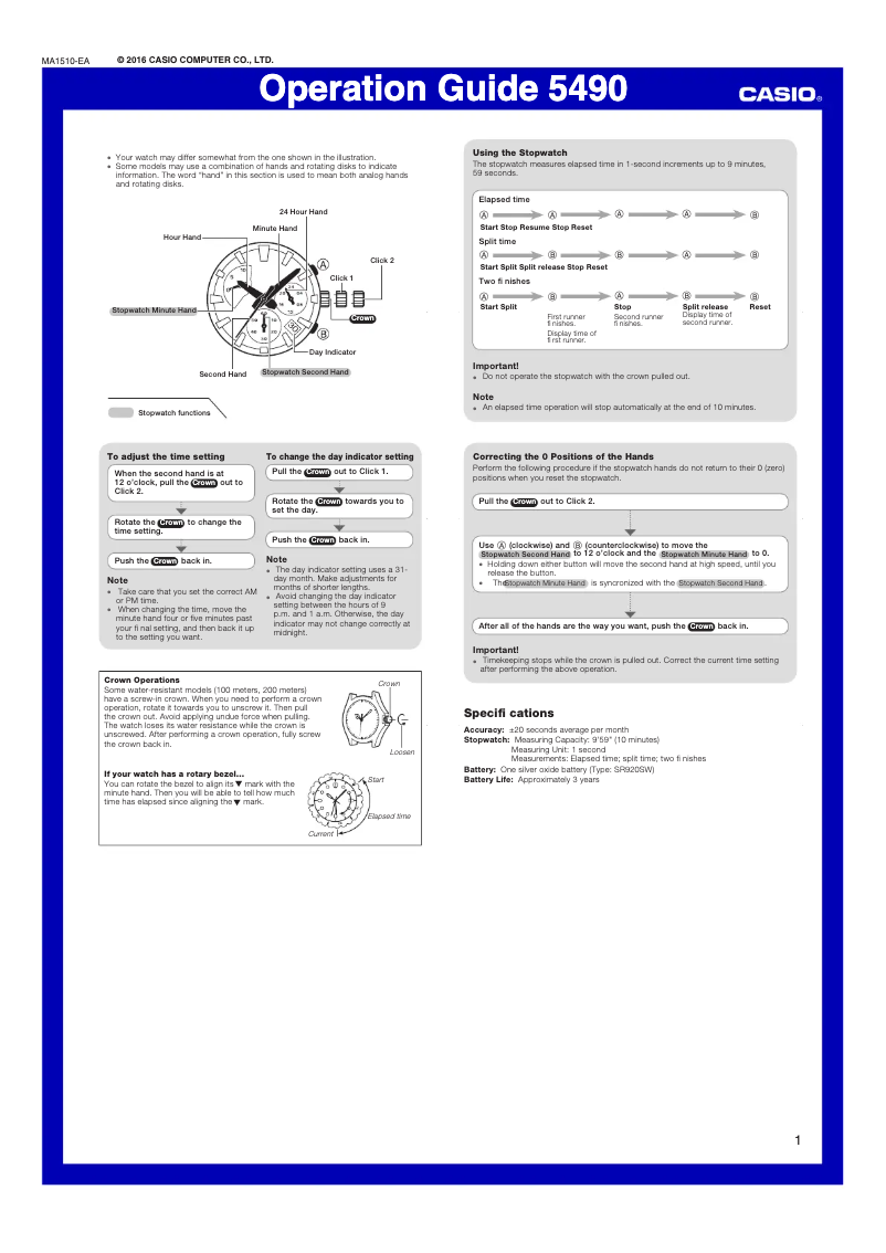 Page 1 de la notice Manuel utilisateur Casio Collection MCW-200H-1AVEF