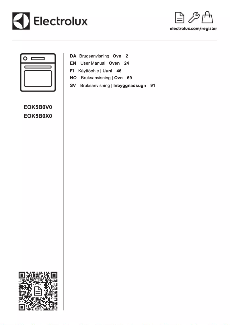 Page 1 de la notice Manuel utilisateur Electrolux EOK5B0V0