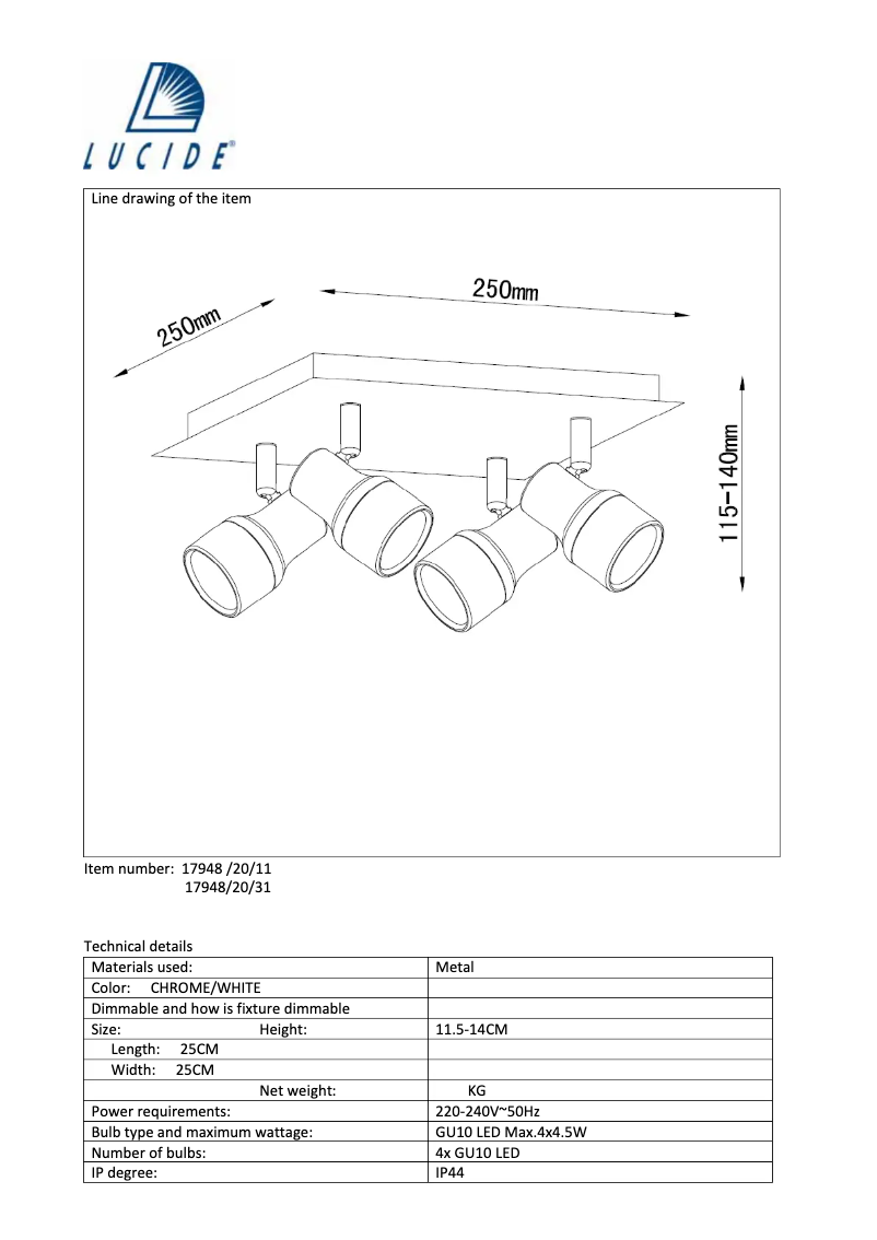 Page n°1 - Manuel utilisateur Lucide Sirene 17948/20/11
