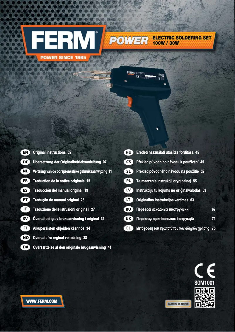 Page 1 de la notice Manuel utilisateur Ferm SGM1001