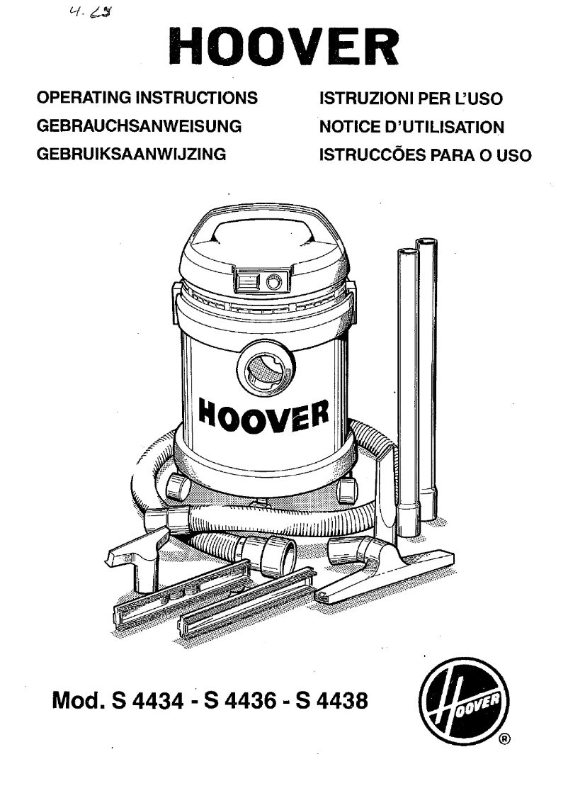 Page n°1 - Manuel utilisateur Hoover AquaPlus S4438