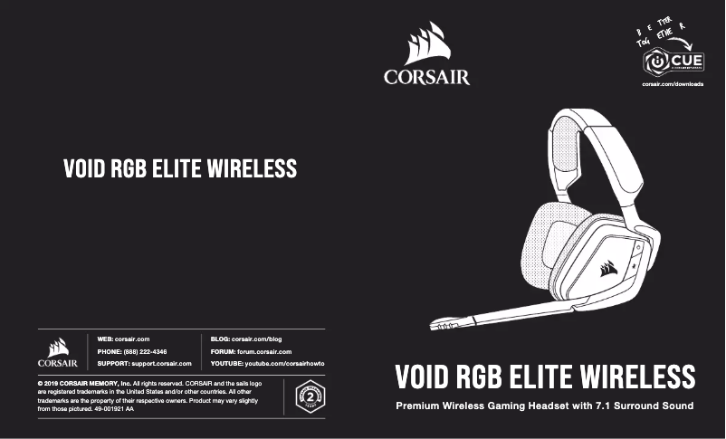 Page 1 de la notice Guide de démarrage rapide Corsair Void RGB Elite Wireless