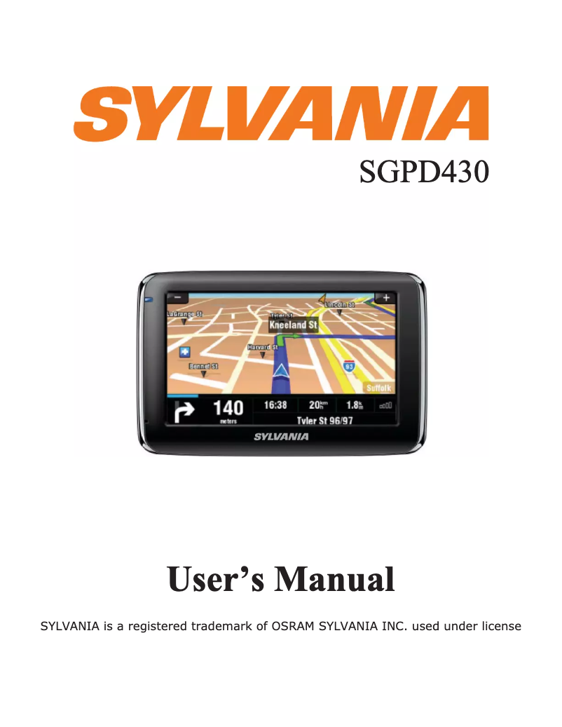 First page image of the manual for SGPD430