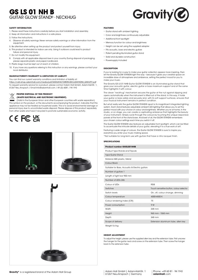 Page 1 de la notice Manuel utilisateur Gravity GS LS 01 NH B