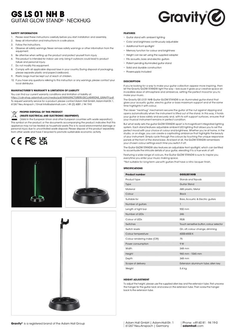 Page n°1 - Manuel utilisateur Gravity GS LS 01 NH B