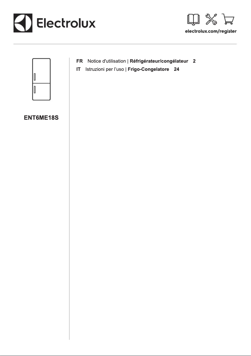 Page 1 de la notice Manuel utilisateur Electrolux ENT6ME18S