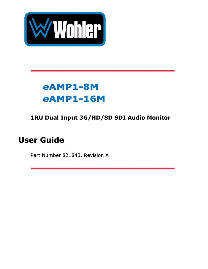 Page 1 de la notice Manuel utilisateur Wohler eAMP1-8M