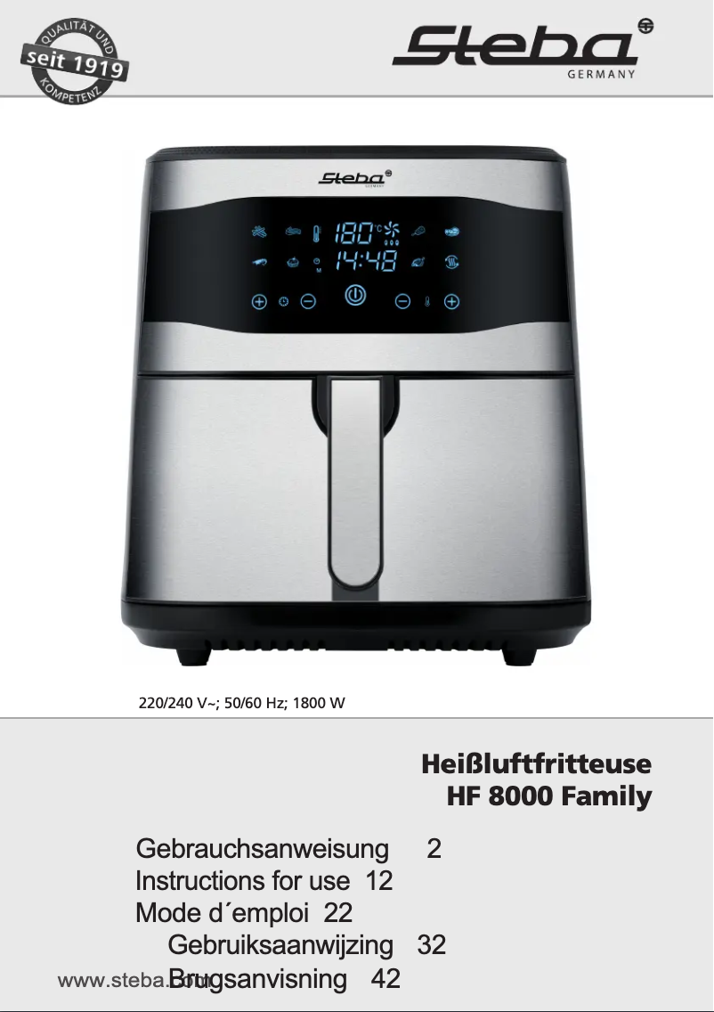 Page n°1 - Manuel utilisateur Steba HF 8000