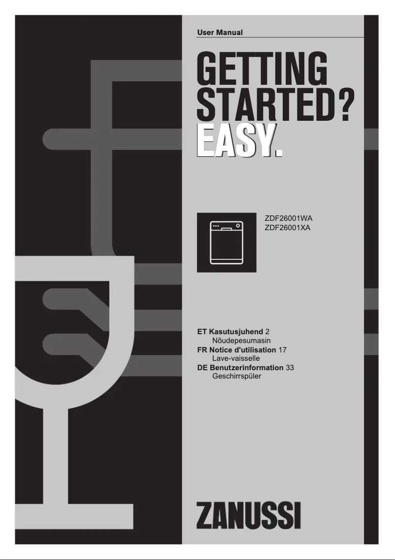 Image de la première page du manuel de l'appareil ZDF26001XA