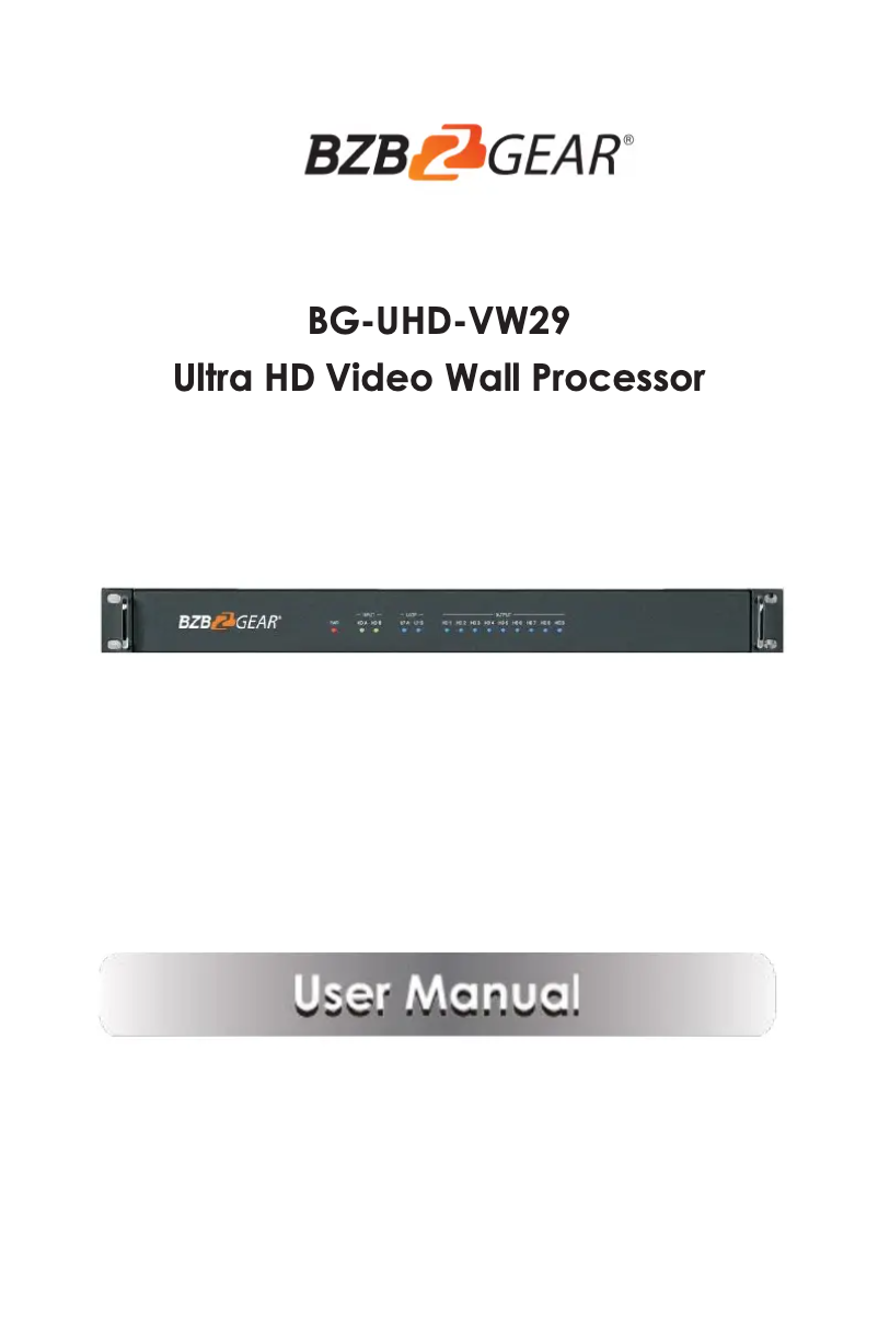 Page 1 de la notice Manuel utilisateur BZBGear UHD-VW29