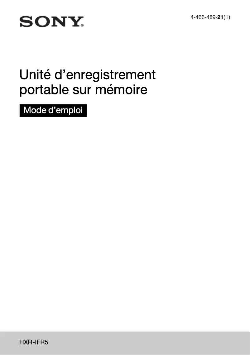 Image de la première page du manuel de l'appareil HXR-IFR5