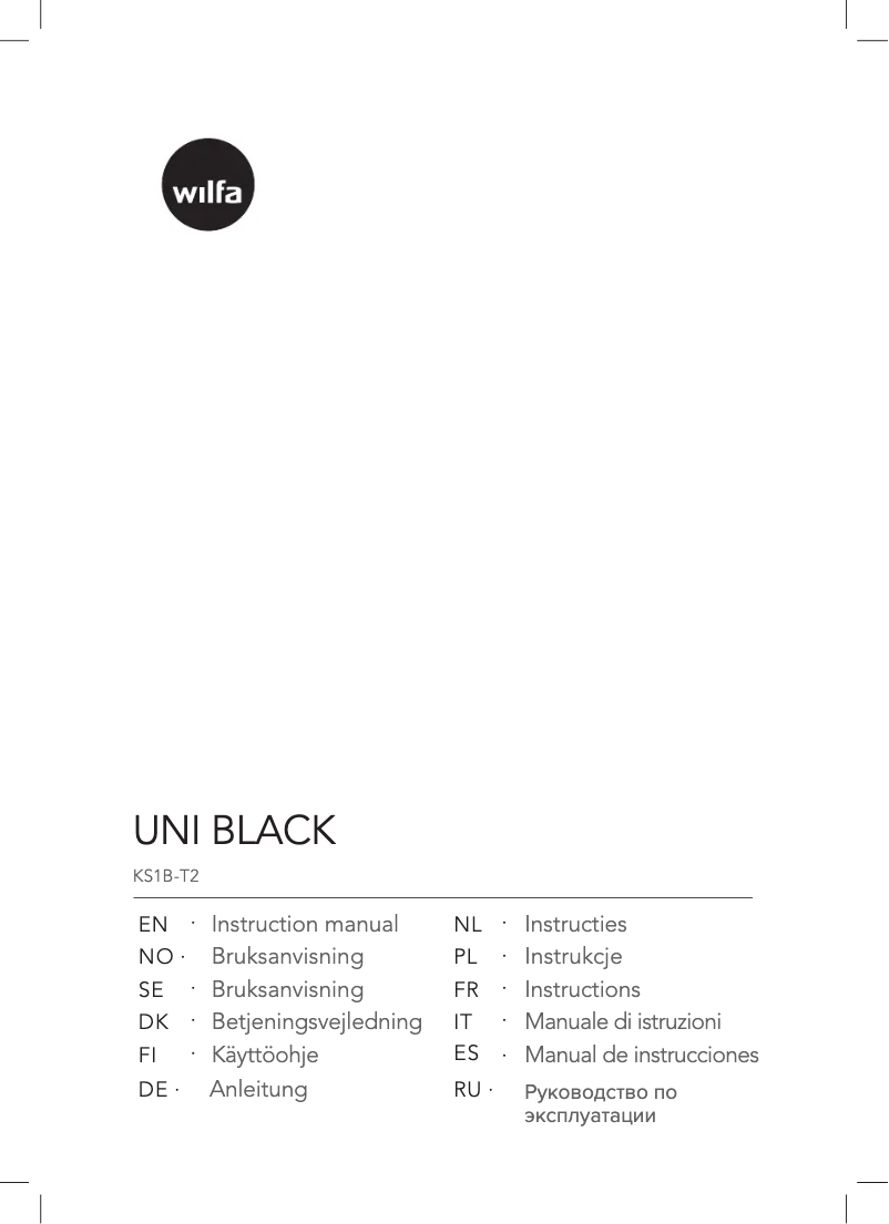 Page 1 de la notice Manuel utilisateur Wilfa Uni KS1B-T2