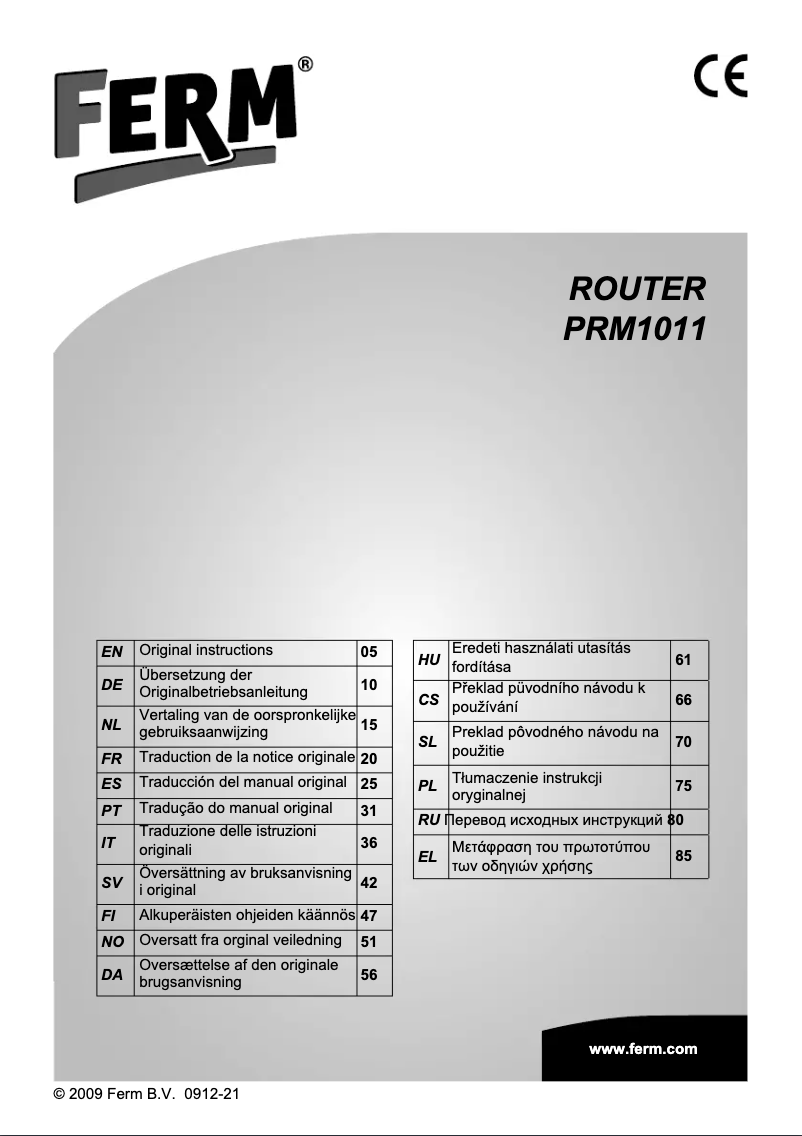 Page 1 de la notice Manuel utilisateur Ferm PRM1011