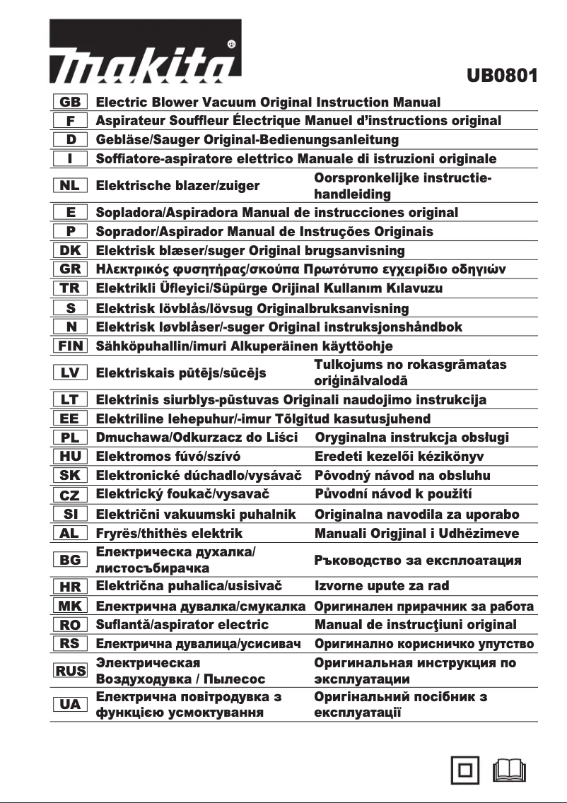 Página 1 del manual Manual de usuario Makita UB0801