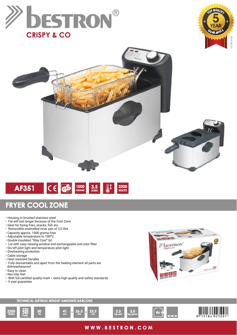 Page n°1 - Fiche technique Bestron AF351