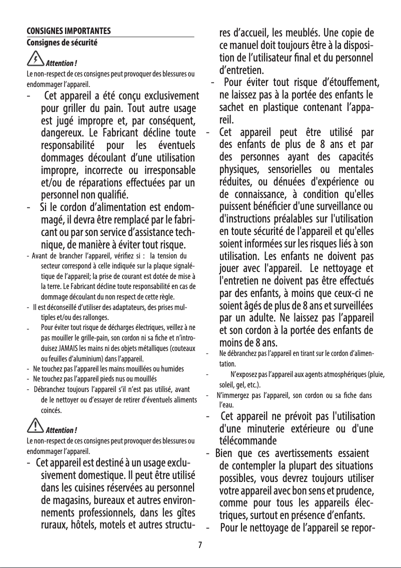 Page 1 de la notice Instructions de sécurité DeLonghi Distinta Moments CTIN4003
