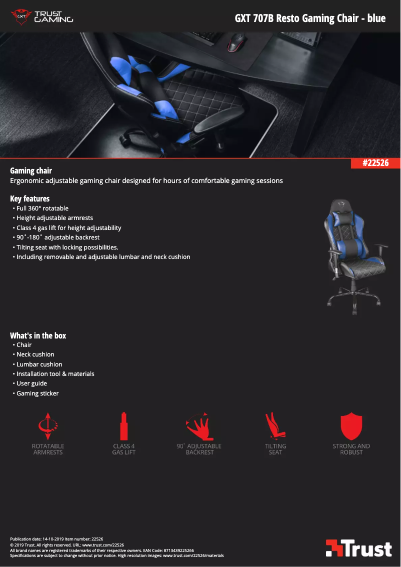 Page 1 of the manual User Manual Trust Resto GXT 707