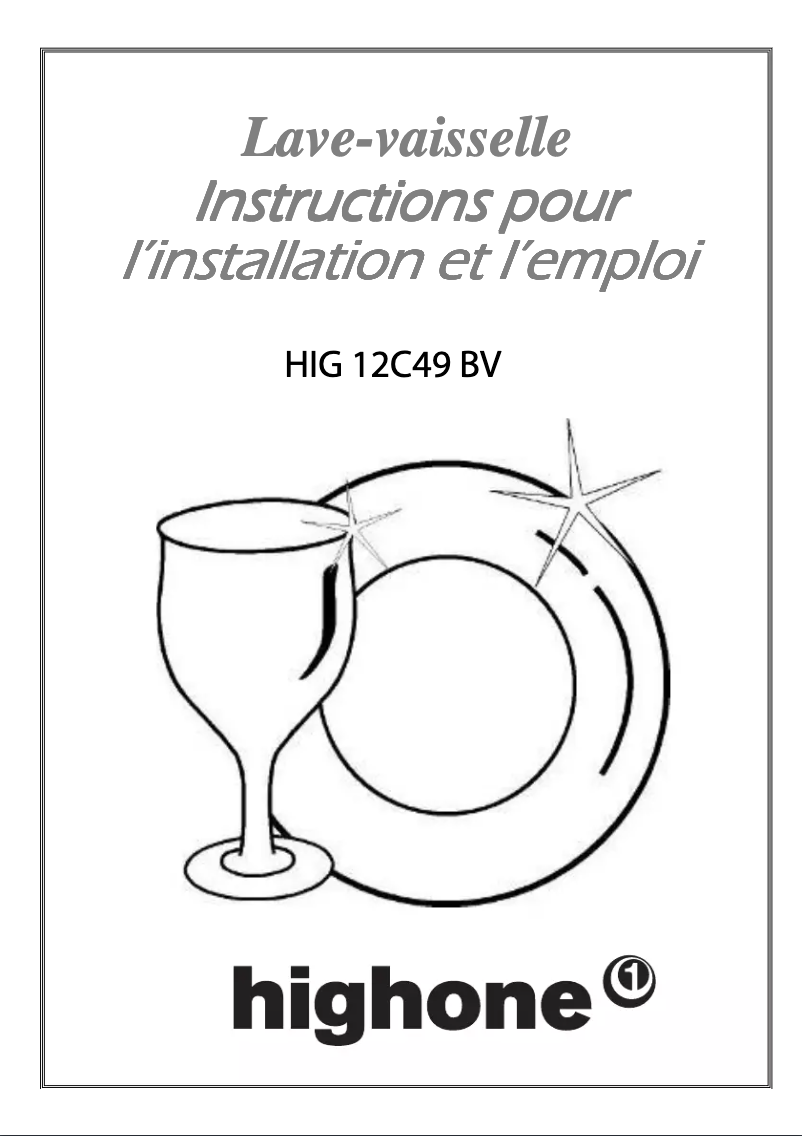 Page 1 de la notice Manuel utilisateur High One HIG 12C49 BV