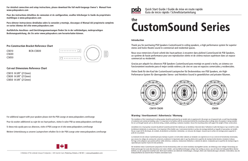 Page 1 de la notice Guide d'installation PSB W-LCR