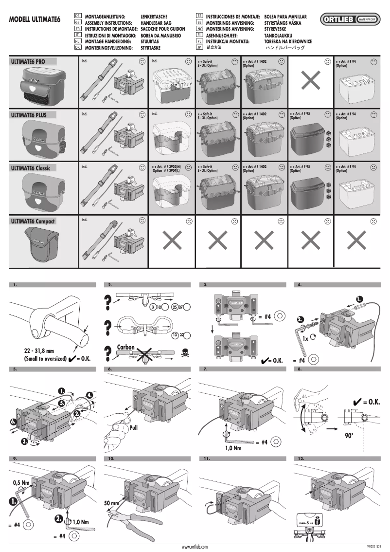 Page n°1 - Manuel utilisateur Ortlieb Ultimate 5L Classic