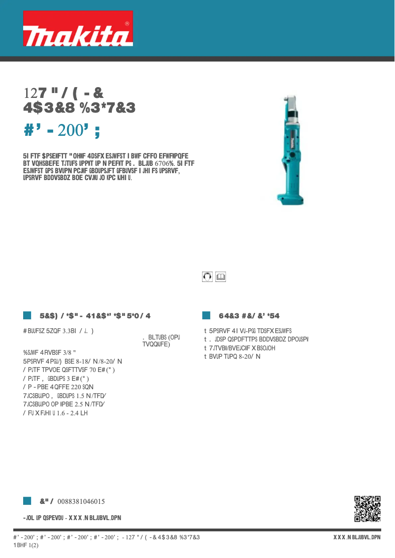 Page n°1 - Fiche technique Makita BFL200FZ