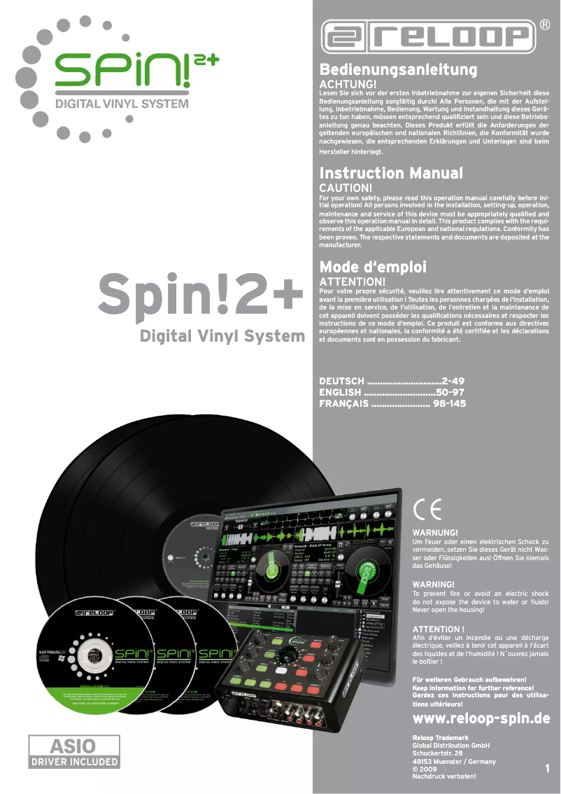 Page 1 de la notice Manuel utilisateur Reloop Spin!2+