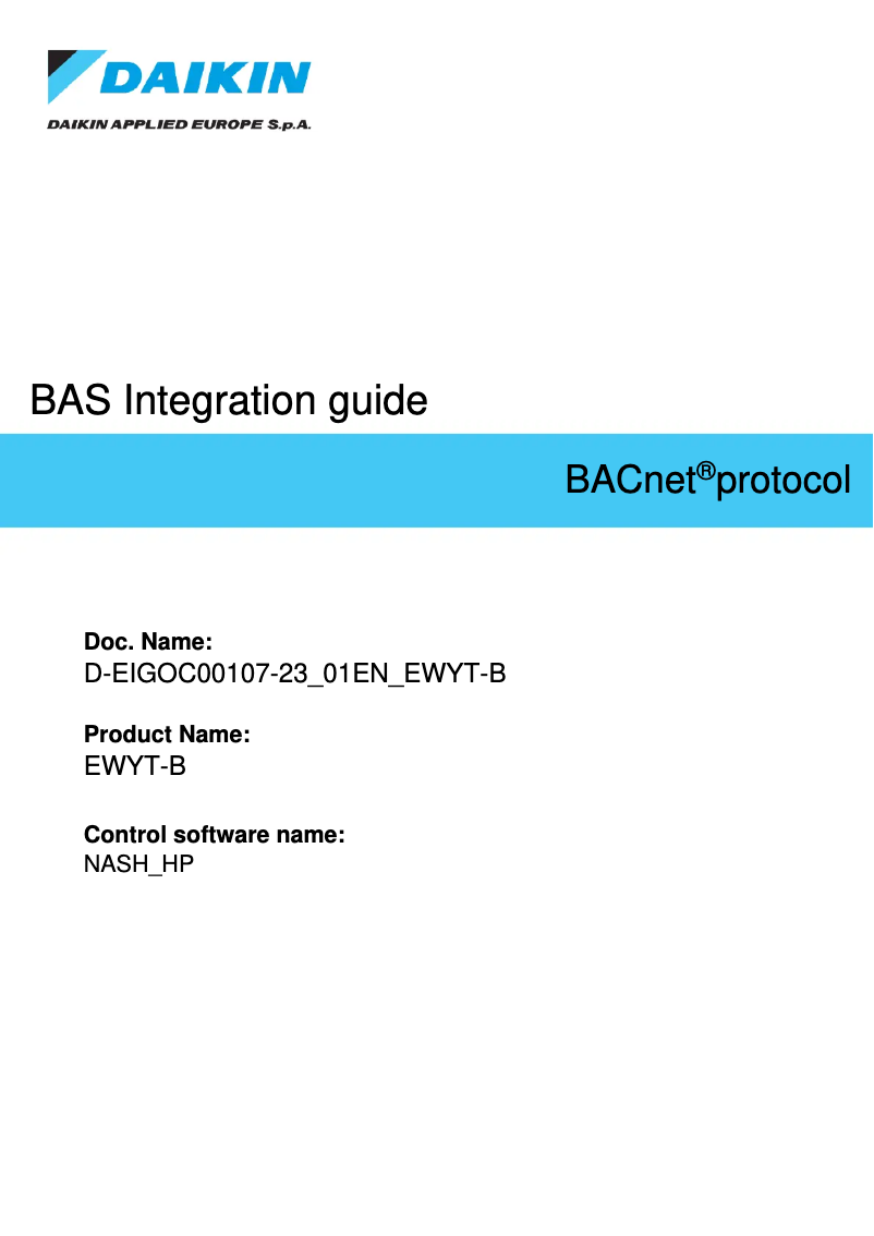Page 1 de la notice Guide d'installation Daikin EWYT135B-SSA1