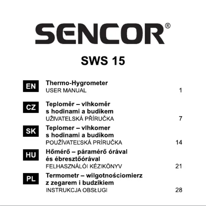 Página 1 del manual Manual de usuario Sencor SWS 15 RD