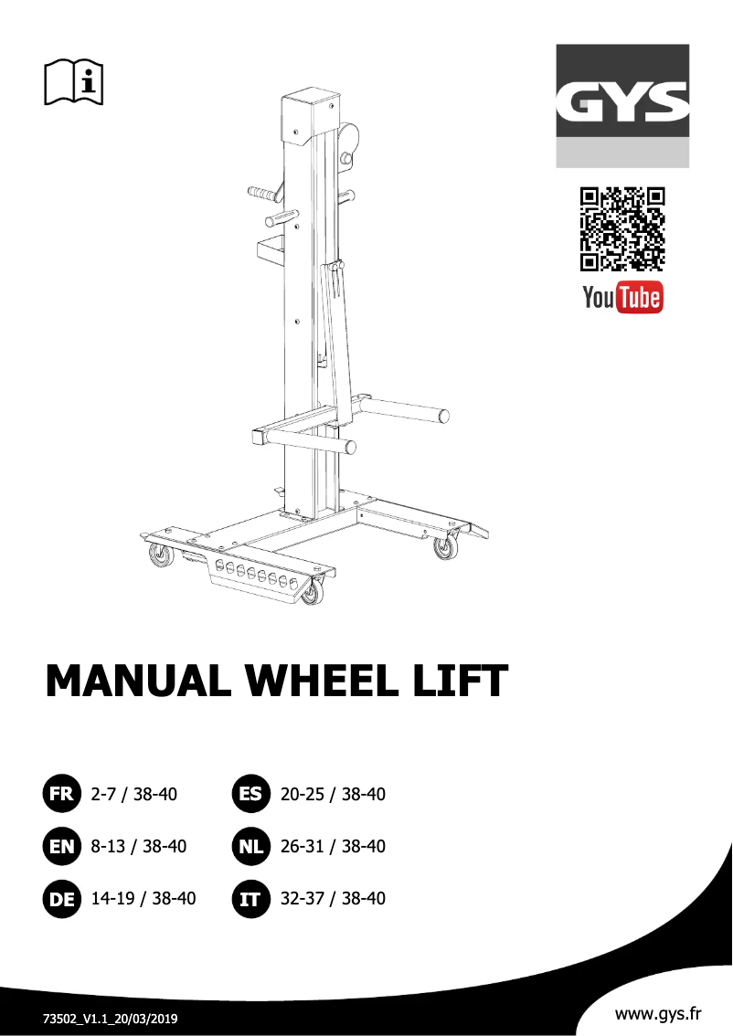 Image de la première page du manuel de l'appareil Wheel Lift