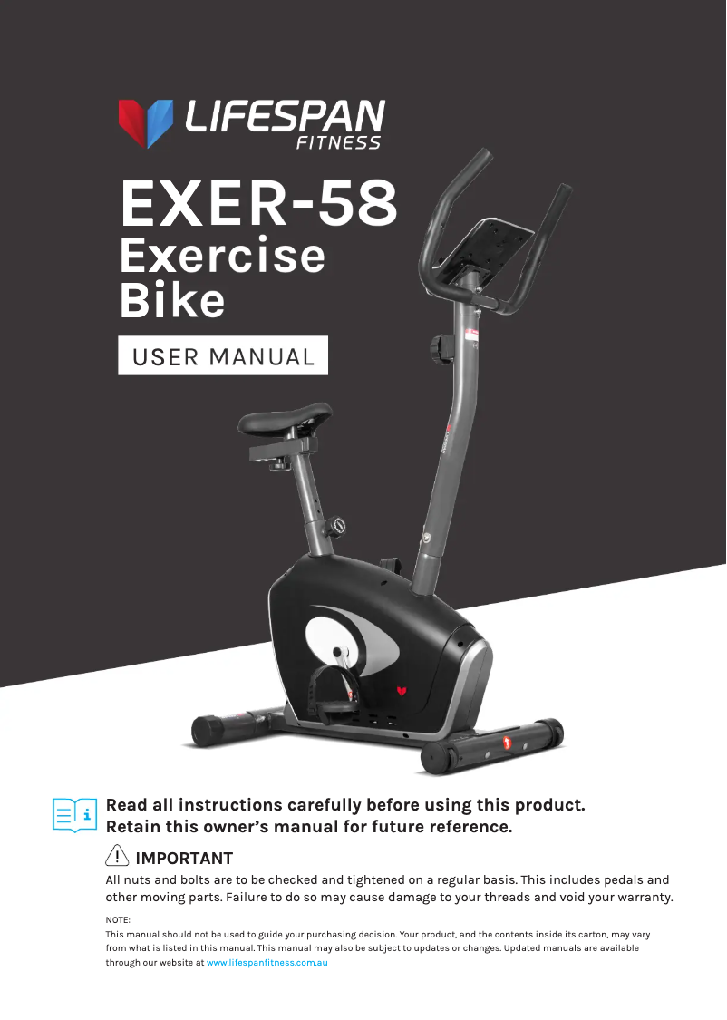 Page 1 de la notice Manuel utilisateur LifeSpan EXER-58