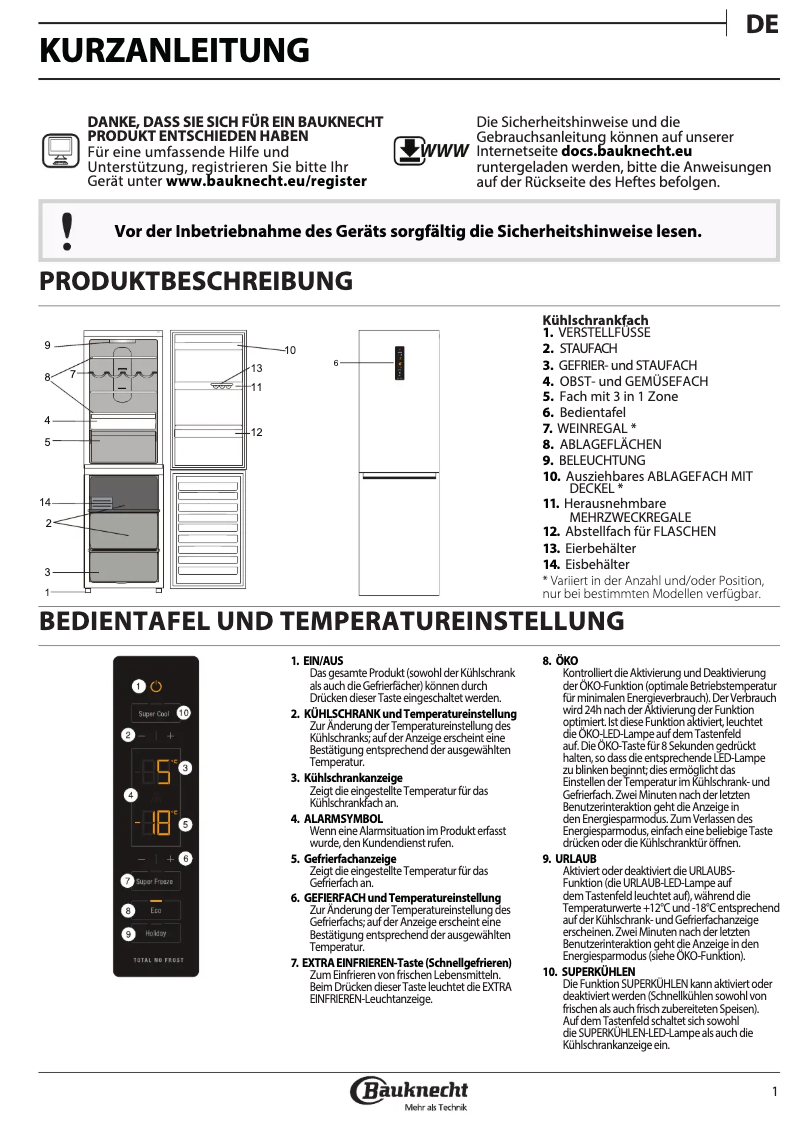 Page 1 de la notice Manuel utilisateur Bauknecht KGN 2043 A3+ IN