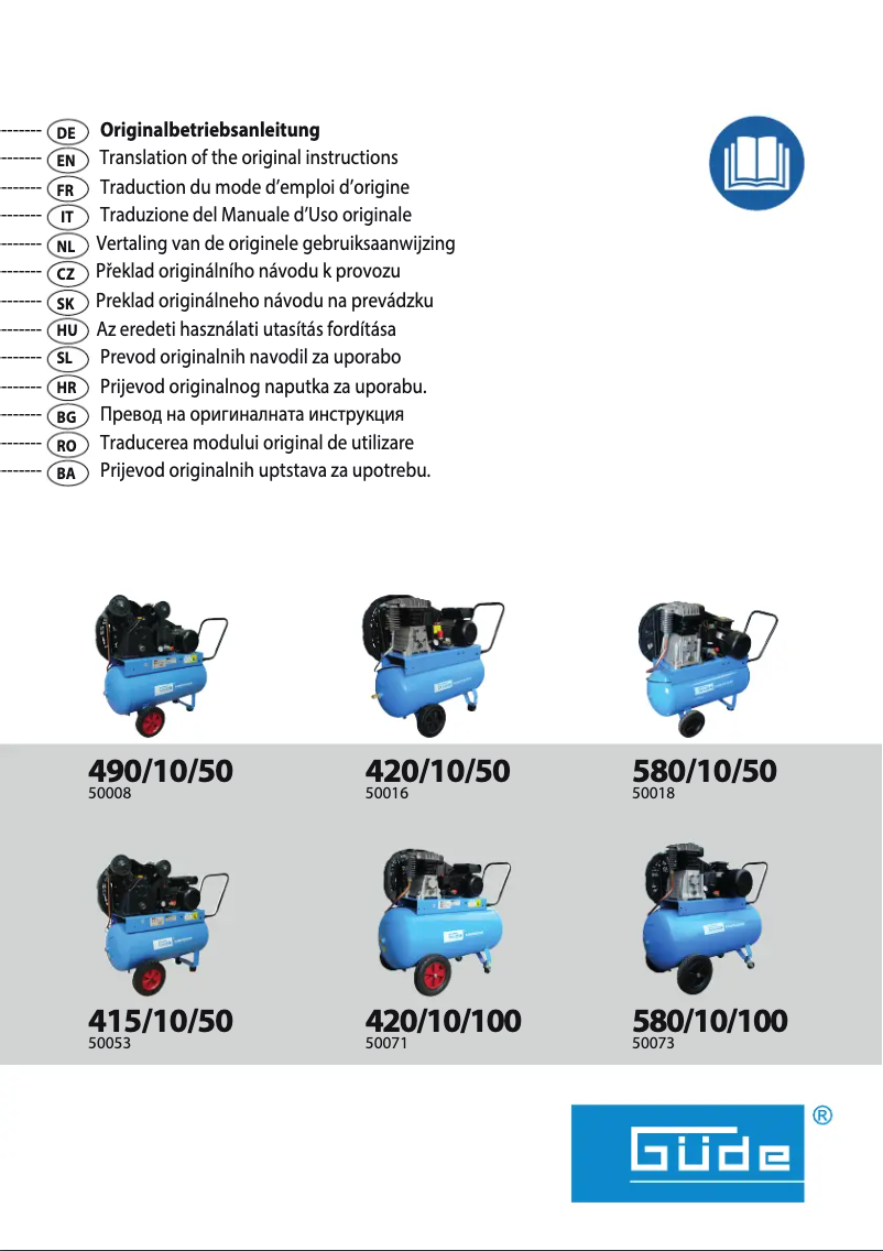 Página 1 del manual Manual de usuario Güde Kompressor 415/10/50 N
