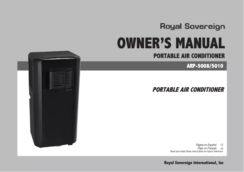 Page n°1 - Manuel utilisateur Royal Sovereign ARP-5010