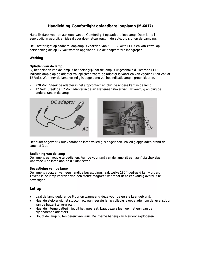 Page 1 de la notice Manuel utilisateur Trebs Comfortlight M-6017