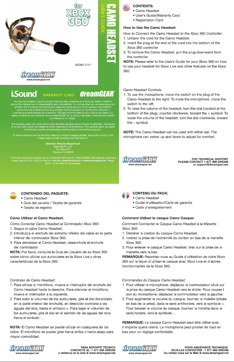 Page 1 de la notice Manuel utilisateur dreamGEAR DG360-1717
