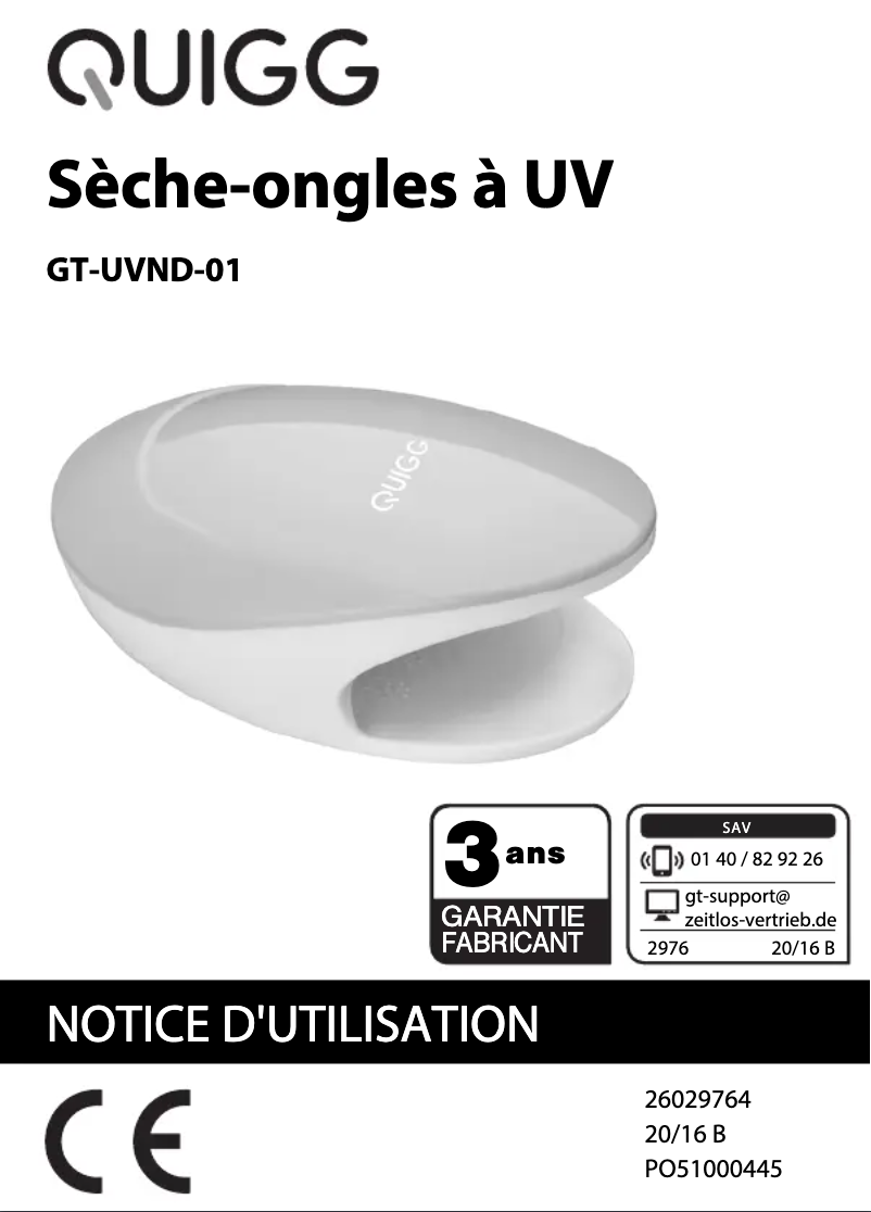 Image de la première page du manuel de l'appareil GT-UVND-01