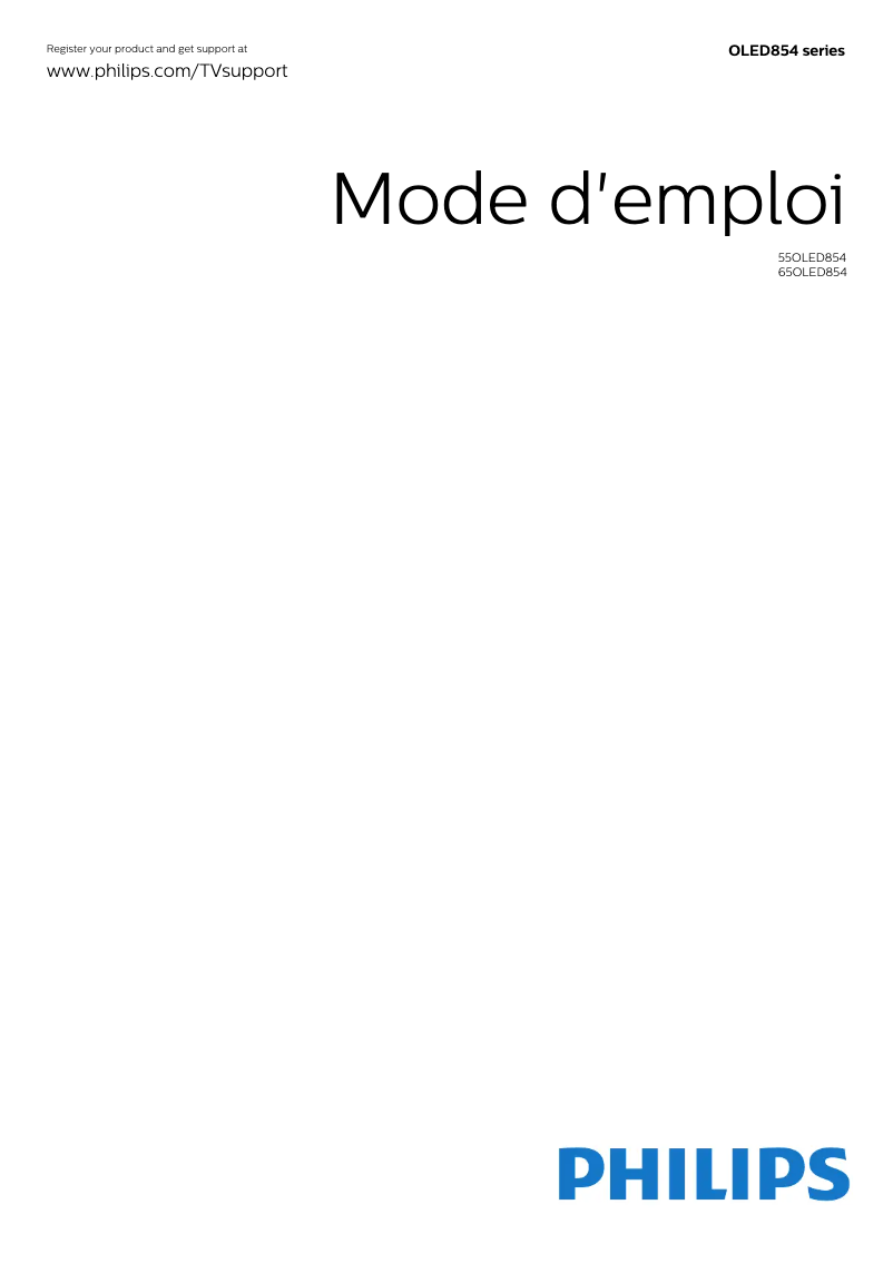 Page 1 de la notice Manuel utilisateur Philips 55OLED854